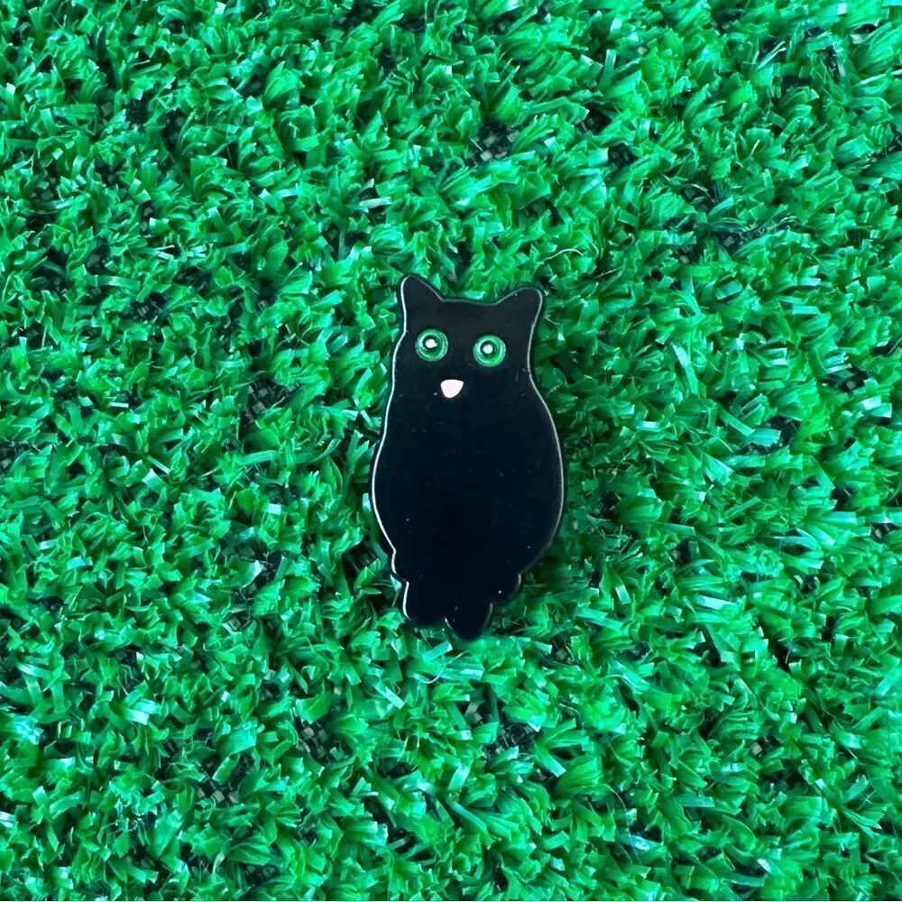 Black Blep Cat Kitty Tongue Happy Enamel Pin/ Brooch